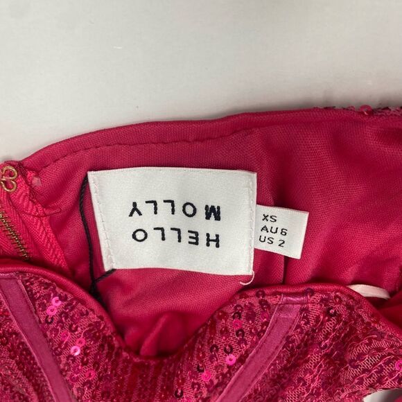Hello Molly NWT Sz 2 Hot Pink Sequin Sexy Party Vibe Crop Top - Picture 9 of 11